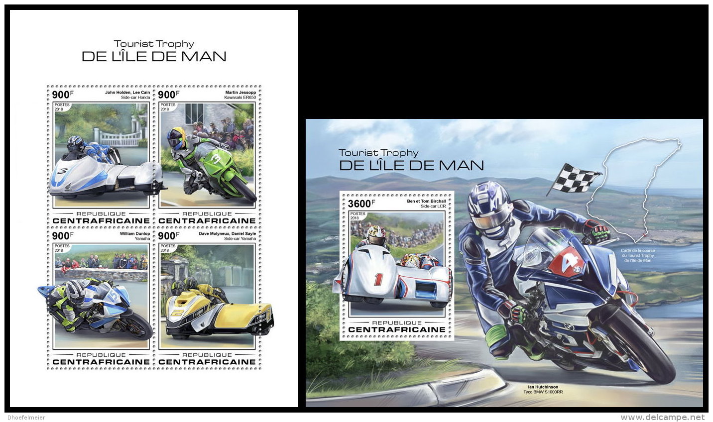 CENTRAL AFRICA 2018 MNH** Isle Of Man TT Race Motorcycles Motorräder Motos M/S+S/S - OFFICIAL ISSUE - DH1832 - Moto