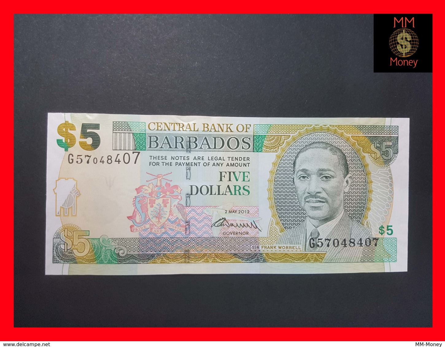 BARBADOS 5 $ 2012  P. 67 C  UNC - Barbados