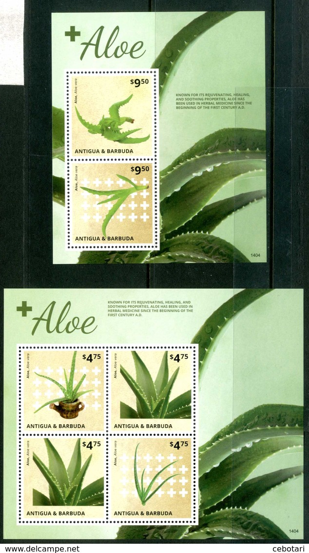 ANTIGUA & BARBUDA 2014** - Pianta Aloe Vera - 1 Block Di 2 Val.+1 Block Di 4 Val. MNH Come Da Scansione - Altri & Non Classificati