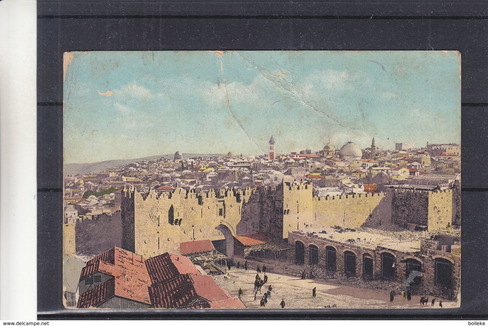 Palestine - Carte Postale De 1918 - Oblit Post Office - Exp Vers Edinbourgh ? - Vue Porte De Damas - Avec Censure - Palästina