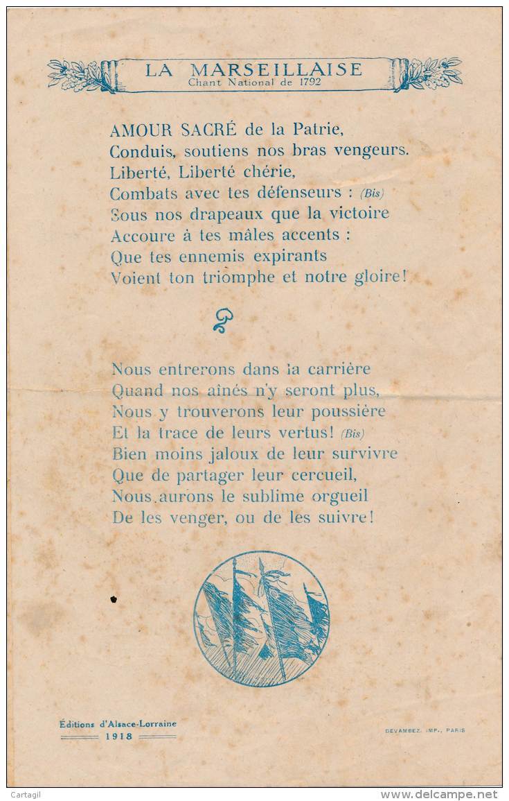 AC - B2481-  Document Partition " La Marseillaise"   ( Détails  4 Scans) - Autres & Non Classés