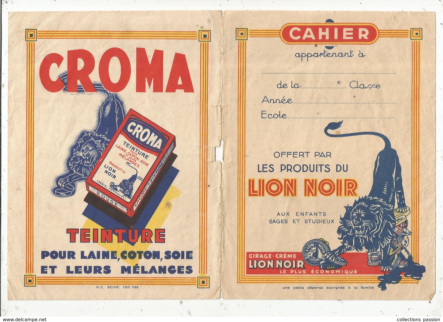 Couverture De Cahier , LION NOIR, CROMA ,MIROR ,ARGENTIL , DIABOLIC ,LEOR , Frais Fr 1.75 E - Copertine Di Libri