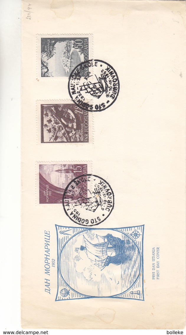 Yougoslavie - Lettre FDC De 1952 - Oblit Dubrovnik - Valeur 50 Euros - Lettres & Documents