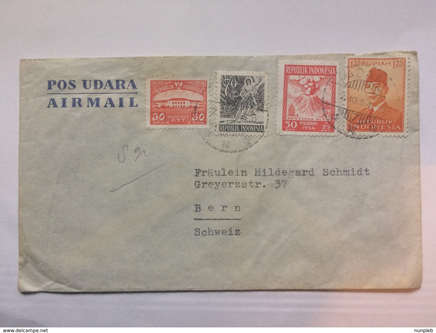 INDONESIA - 1954 Air Mail Cover To Switzerland - Indonesia