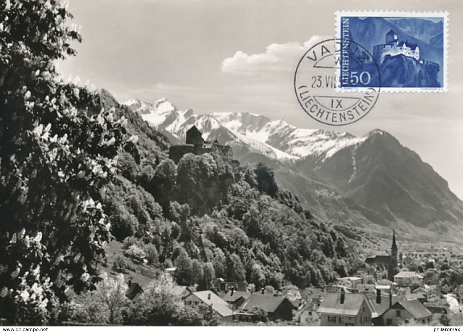 D34924 CARTE MAXIMUM CARD 1959 LIECHTENSTEIN - ROYAL CASTLE VADUZ CP ORIGINAL - Cartes-Maximum (CM)