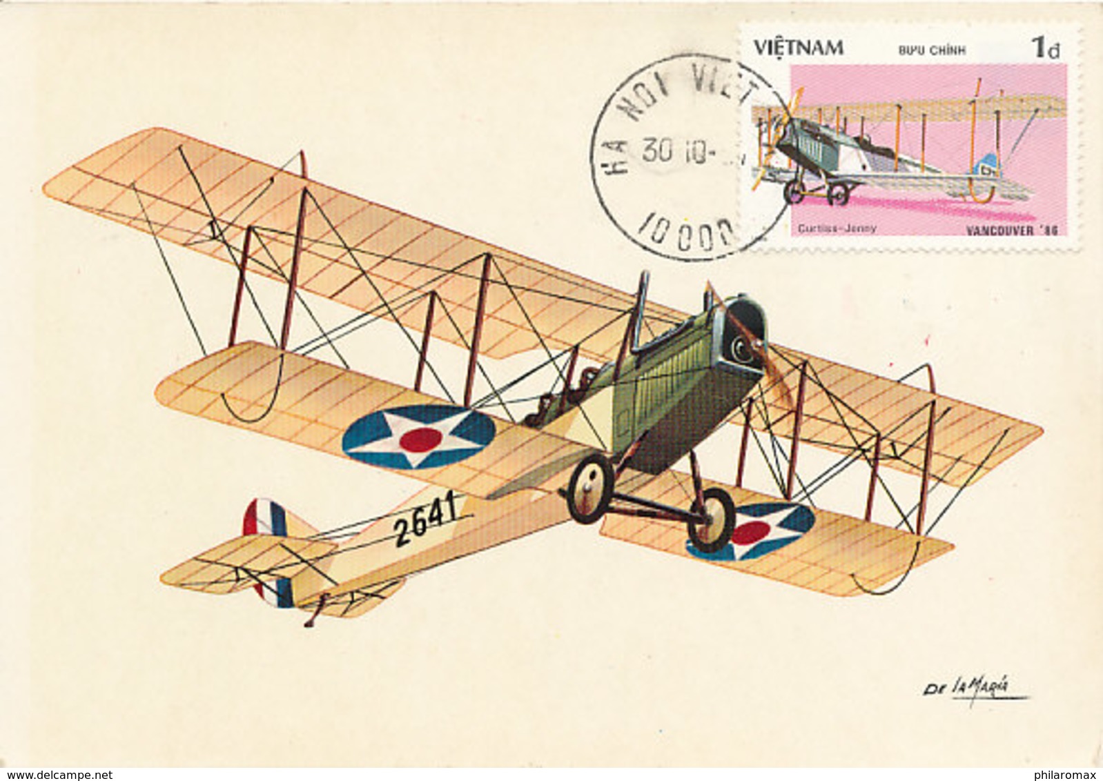 D34943 CARTE MAXIMUM CARD RR 1987 VIETNAM - AIRPLANE PIONEER CURTISS JENNY JN4 CP ORIGINAL - Airplanes