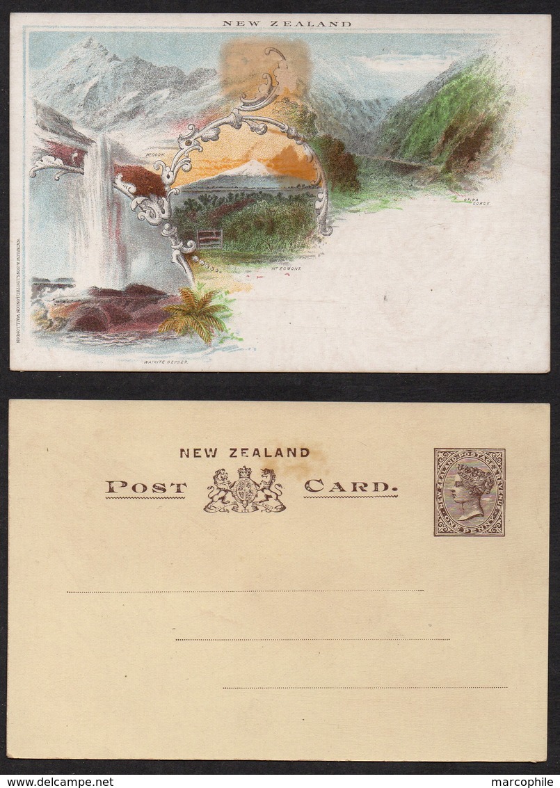 NOUVELLE ZELANDE - NEW ZEALAND - OTIRA GORGE - MOUNT EGMONT - WAIKITE GEYSER / 1897 ENTIER POSTAL ILLUSTRE (ref LE2482) - Postal Stationery