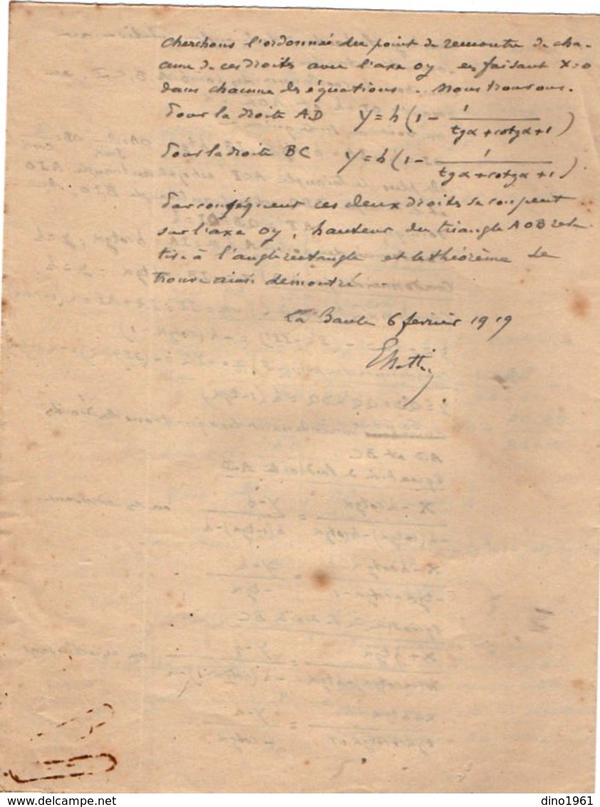 VP12.929 - MILITARIA - LA BAULE 1919 - Mr E. DATTIN Du Génie Militaire - Problème - Documents