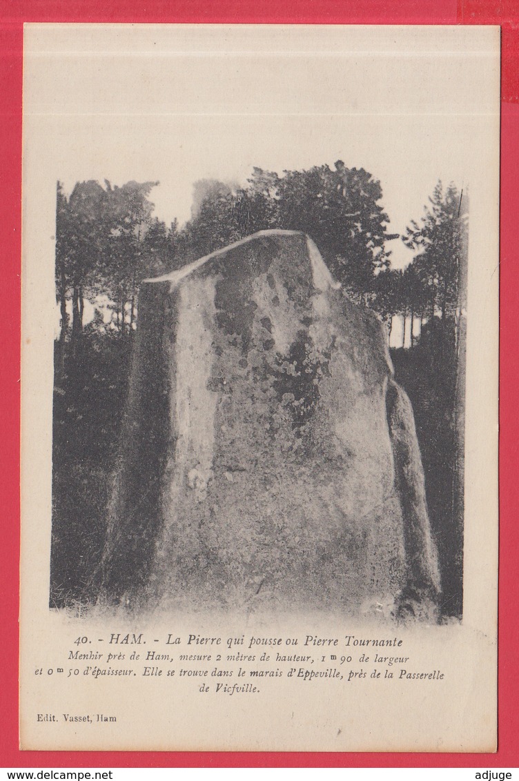 CPA-80- HAM - MENHIR - La Pierre Qui Pousse Ou Pierre Tournante ***  2 SCANS * - Ham