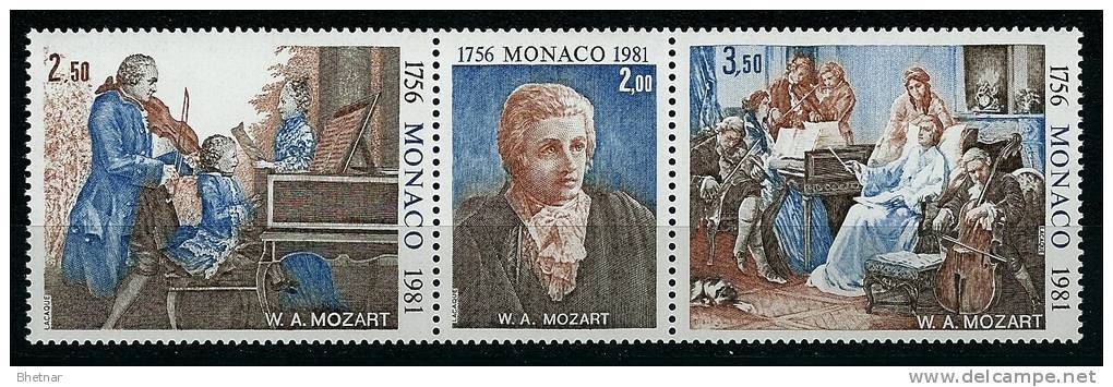 Monaco YT 1272A Triptyque "  Mozart " 1981 Neuf** - Neufs