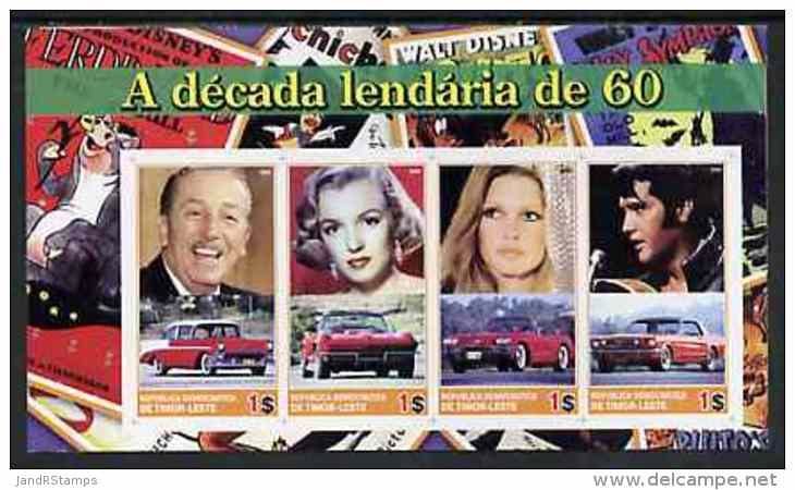 57329 Timor 2004 Film Stars (cinema Women Monroe Disney Music Elvis Cars Bardot) Imperf Sheetlet U/m - East Timor