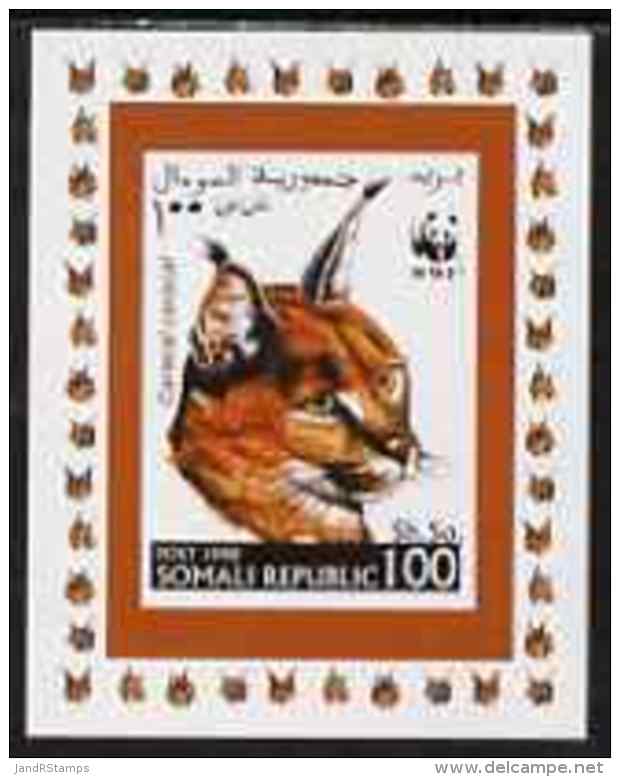 67238 Somalia 1998 WWF - Caracal Lynx 100sh Imperf Individual De-luxe Sheetlet, U/m (cats Animals) - Somalia (1960-...)