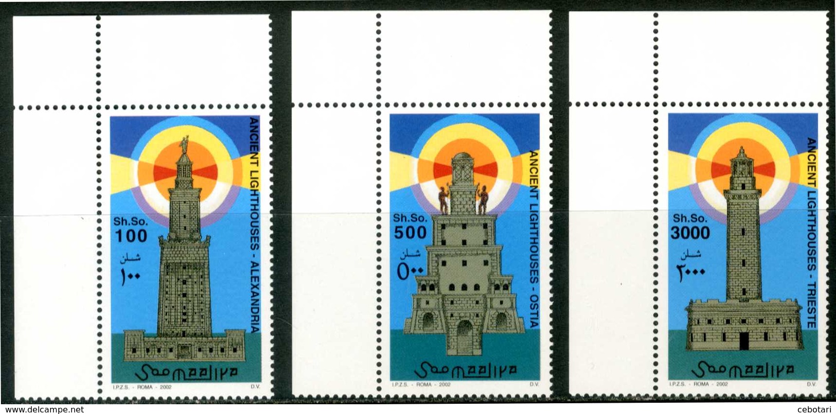 SOMALIA 2002** - Fari Antichi / Ancient Lighthouses - 3 Val. MNH, Come Da Scansione. - Fari