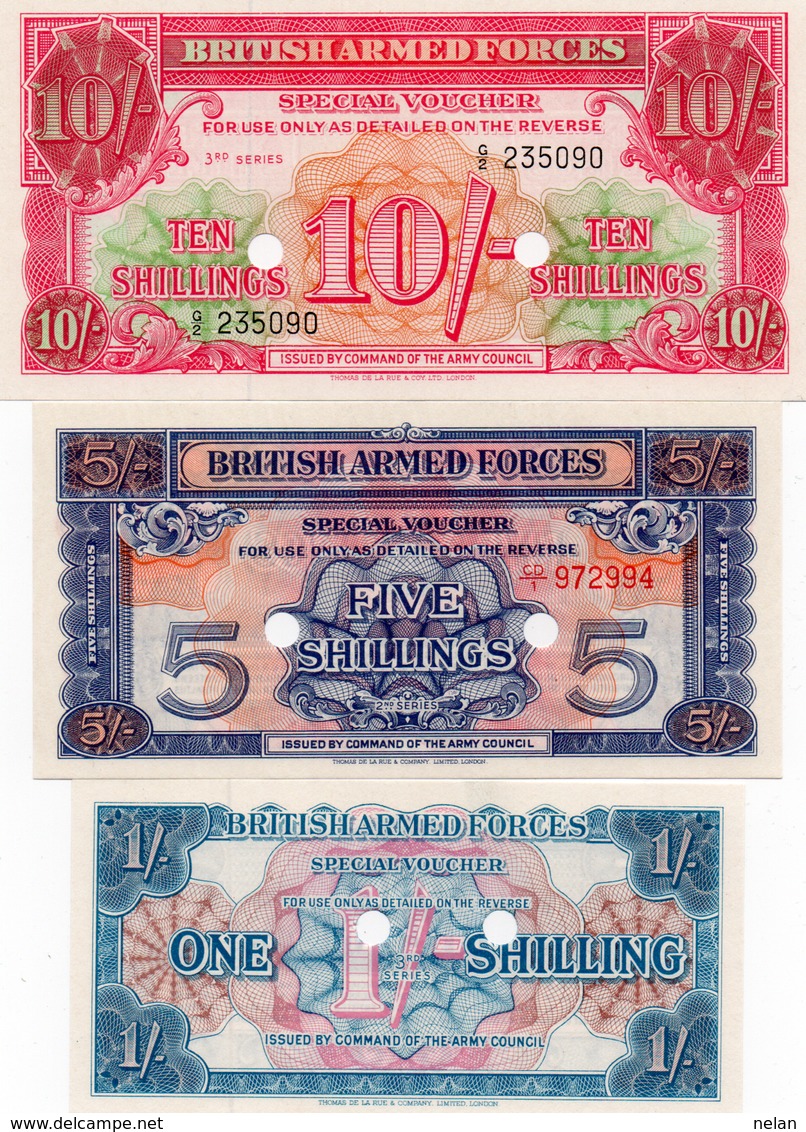 LOTTO BRITISH ARMED FORCES 1,5,10 SHILLINGS-SPECIAL VOUCHER-UNC - Forze Armate Britanniche & Docuementi Speciali