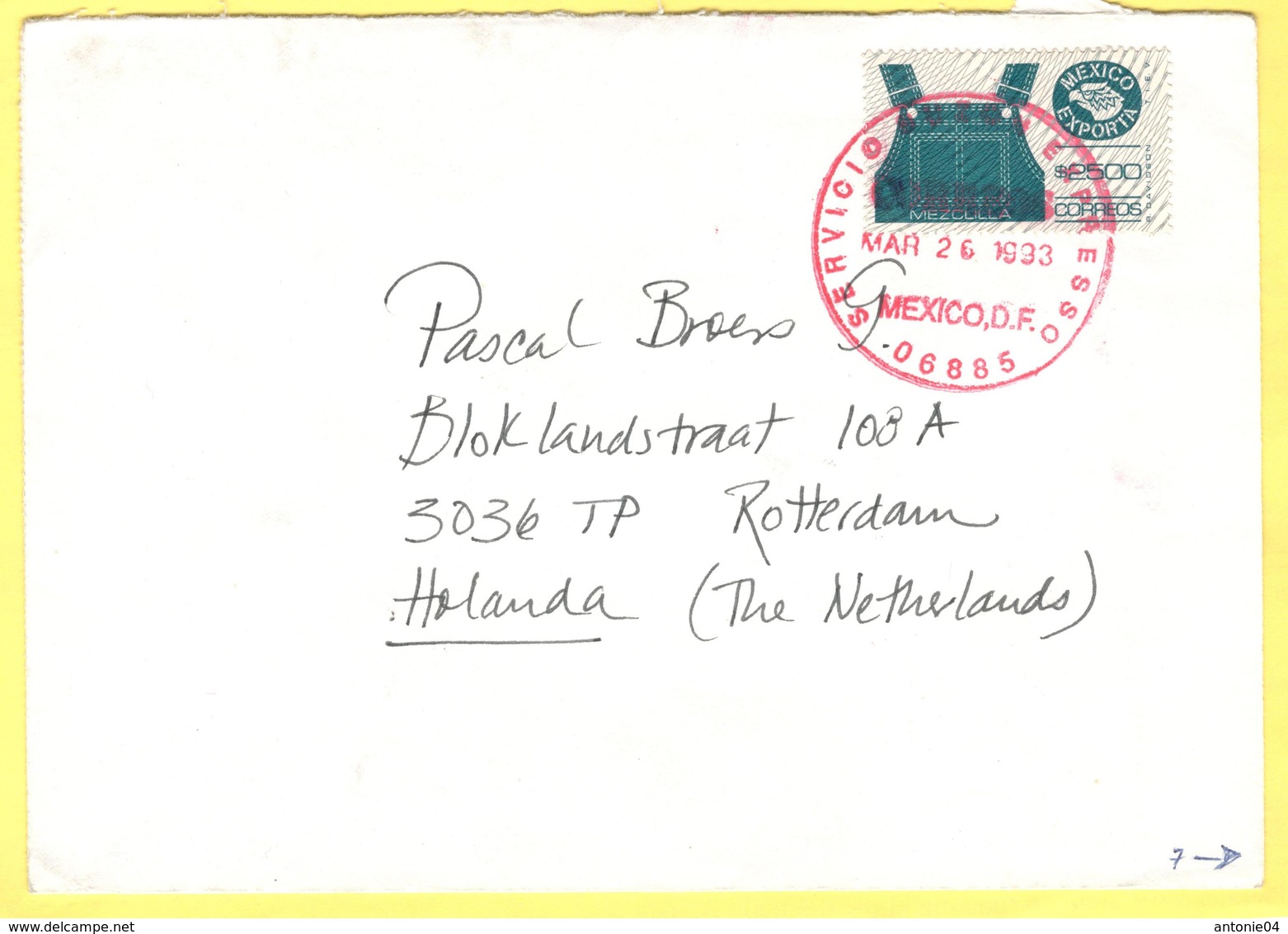 Mexico Cover 1993 Servicio Buzon Expreso Destination Holland / The Netherlands Mexico Exporta Mezclilla - Mexico