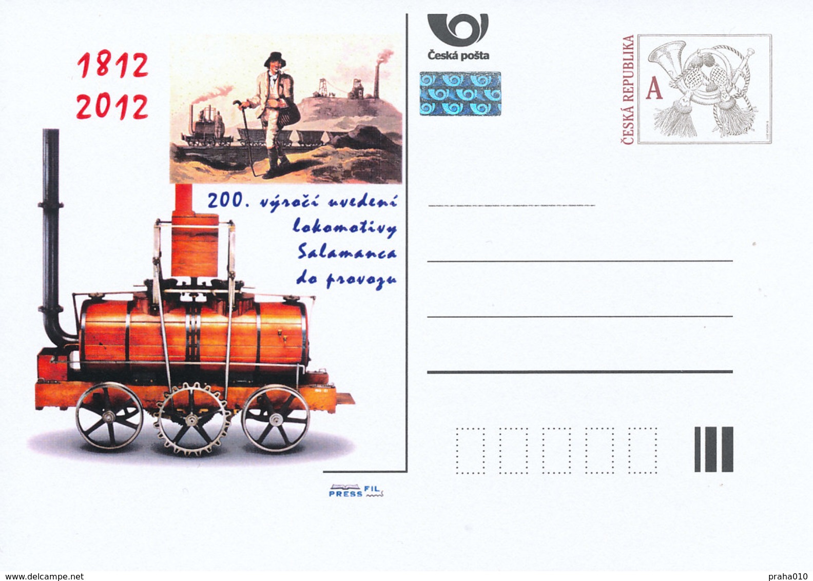 Rep. Ceca / Cart. Postali (Pre2012/33) 200 Anni Della Locomotiva Di Salamanca In Funzione (1812) - Altri & Non Classificati