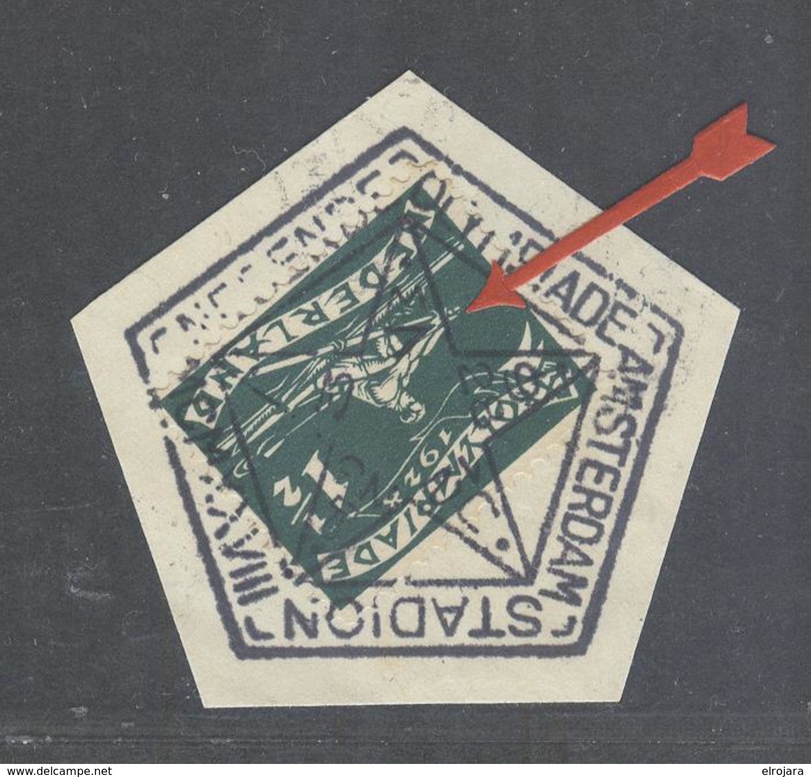 Netherlands Olympic Handcancel With N3 With ERROR 7 Instead Of A V For Month On Olympic Rowing Stamp. - Estate 1928: Amsterdam