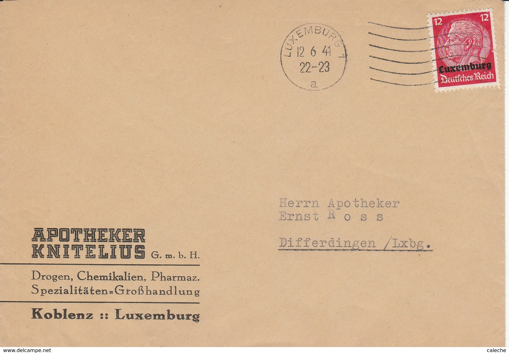 Luxembourg Vers Differdingen - Apotheker KNITELIUS - 1940-1944 German Occupation