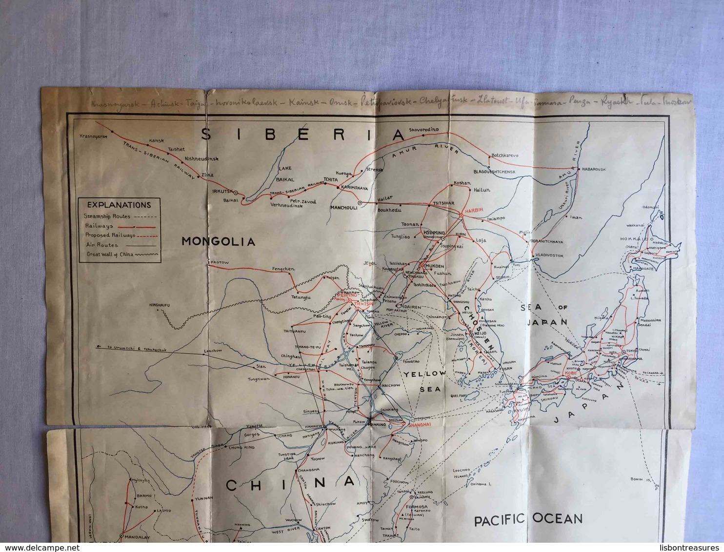 RARE ANTIQUE MAP OF FAR EAST ASIATIC MAP COOK & SON W/ A LOT OF ASIATIC ADVERTISING TOURISME BROCHURE 30'S - Autres & Non Classés