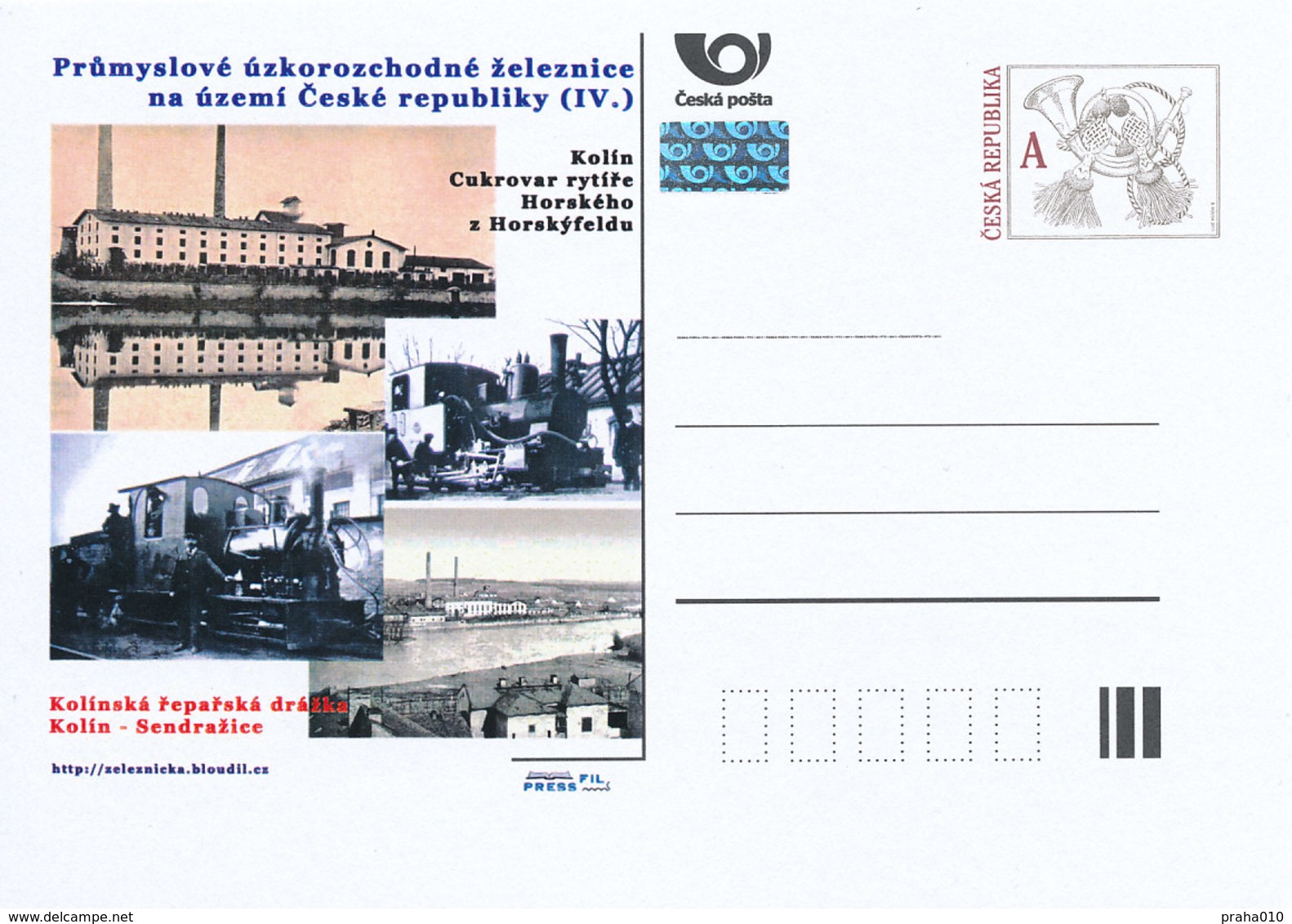 Rep. Ceca / Cart. Postali (Pre2012/40) Ferrovia A Scartamento Ridotto Industr-ferrovia Di Barbabietola Da Zucchero Kolin - Usines & Industries