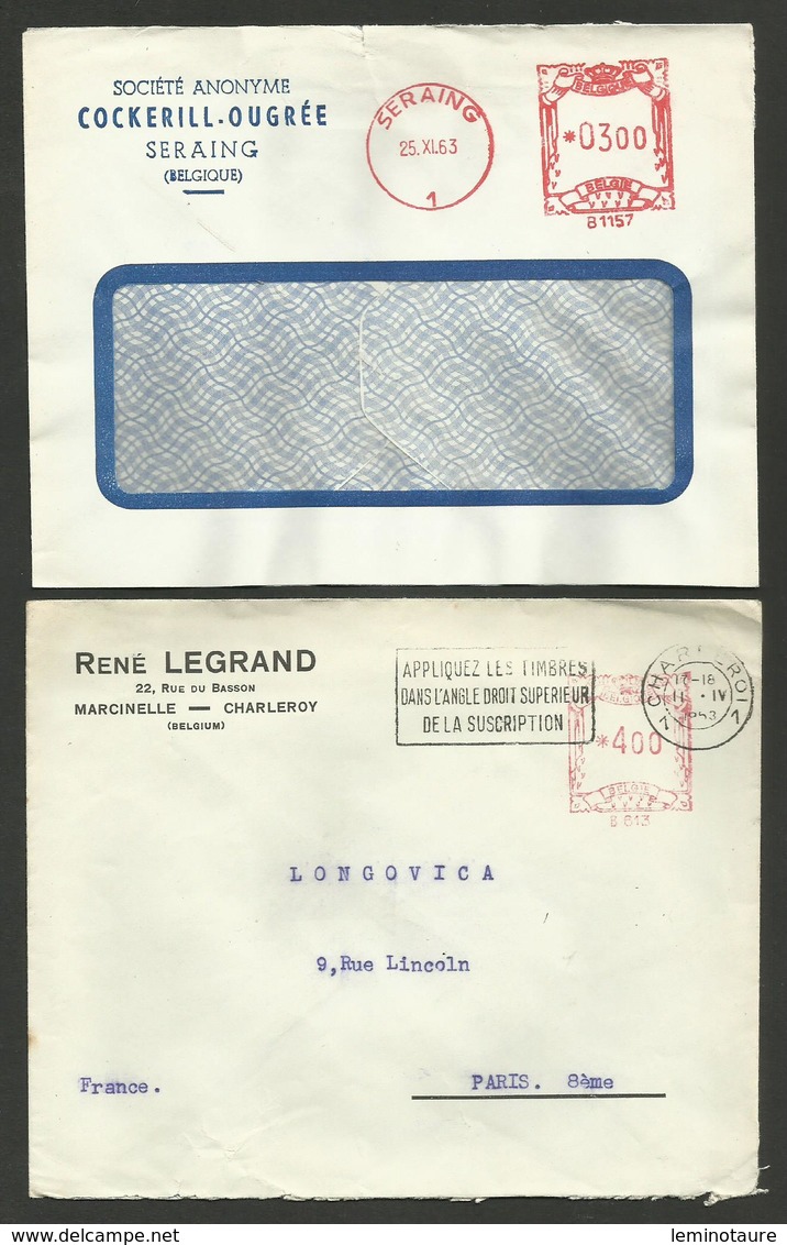 Lot 2 EMA / SERAING & CHARLEROI 1963 >>> FRANCE / Machine B - Autres & Non Classés