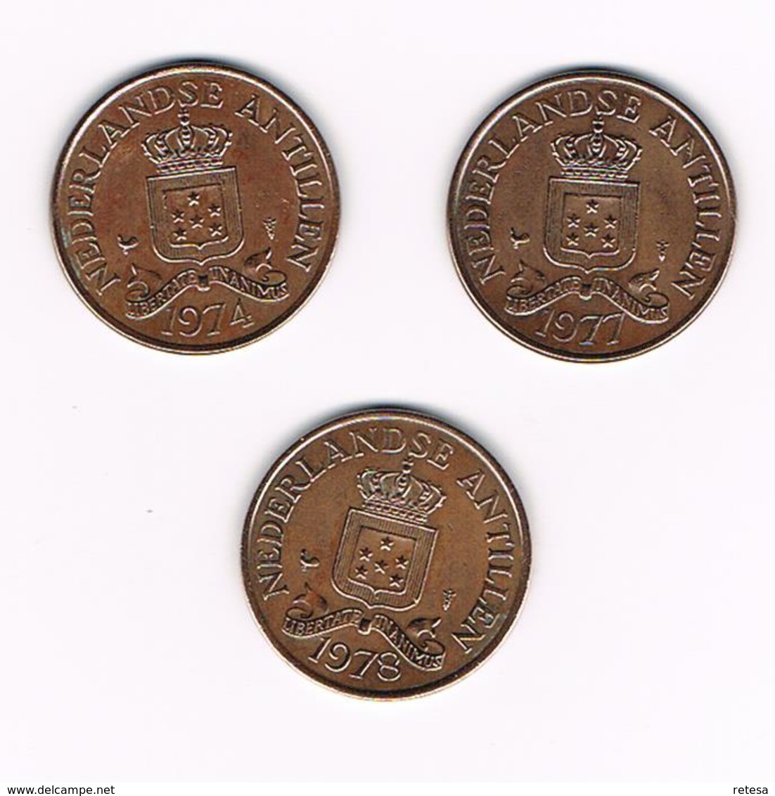 =&  NEDERLANDSE ANTILLEN  3 X  2  1/2 CENTS  1974/77/78 - Antilles Néerlandaises