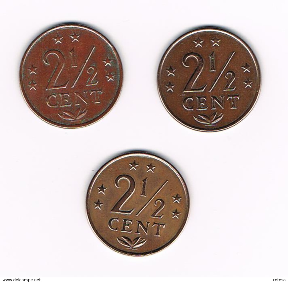 =&  NEDERLANDSE ANTILLEN  3 X  2  1/2 CENTS  1974/77/78 - Antilles Néerlandaises