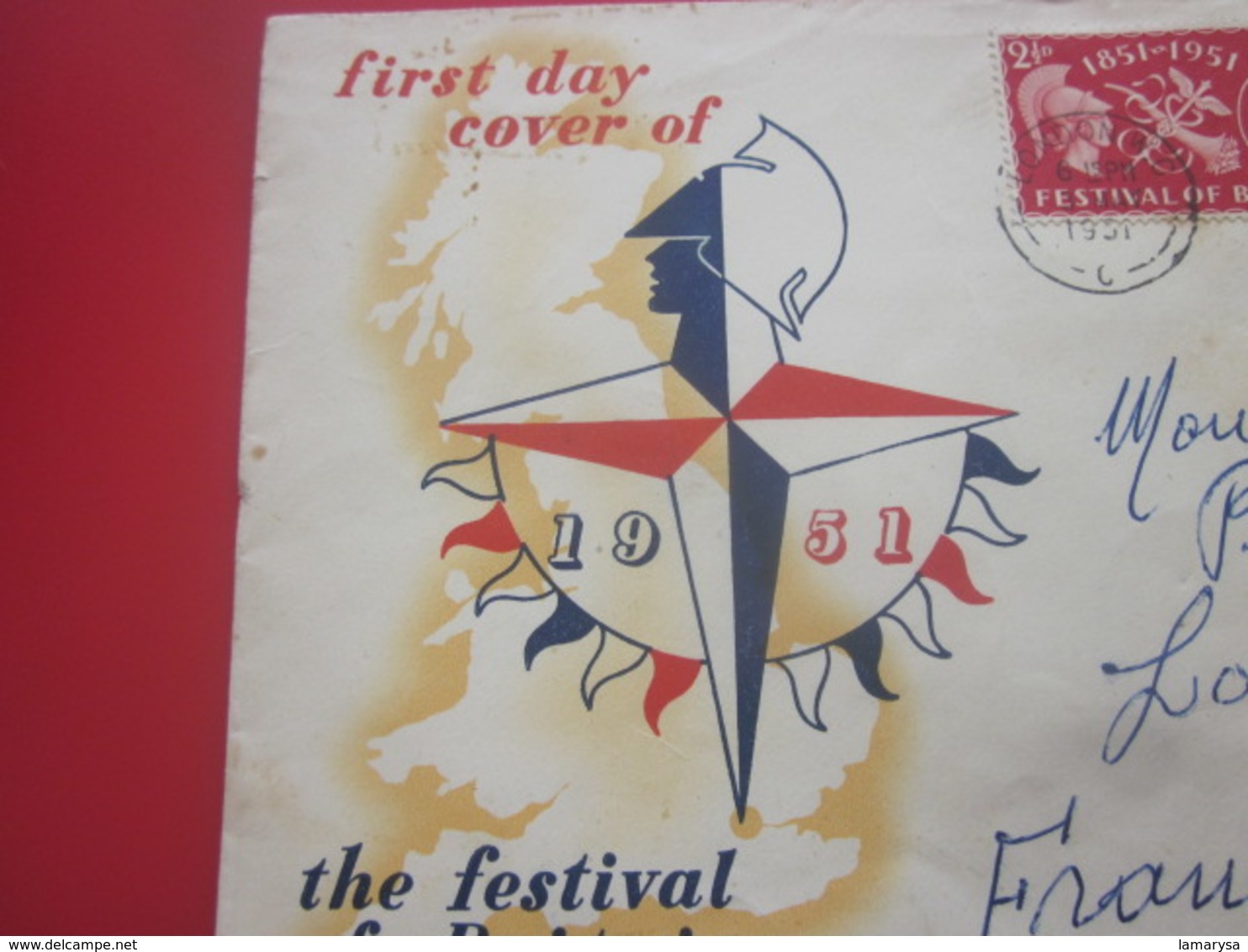 THE FESTIVAL OF BRITAIN Europe Grande-Bretagne  FDC FIRST DAY COVER  ....-1951 Pre Elizabeth II-pour Loches Sur Ource 10 - ....-1951 Pre Elizabeth II