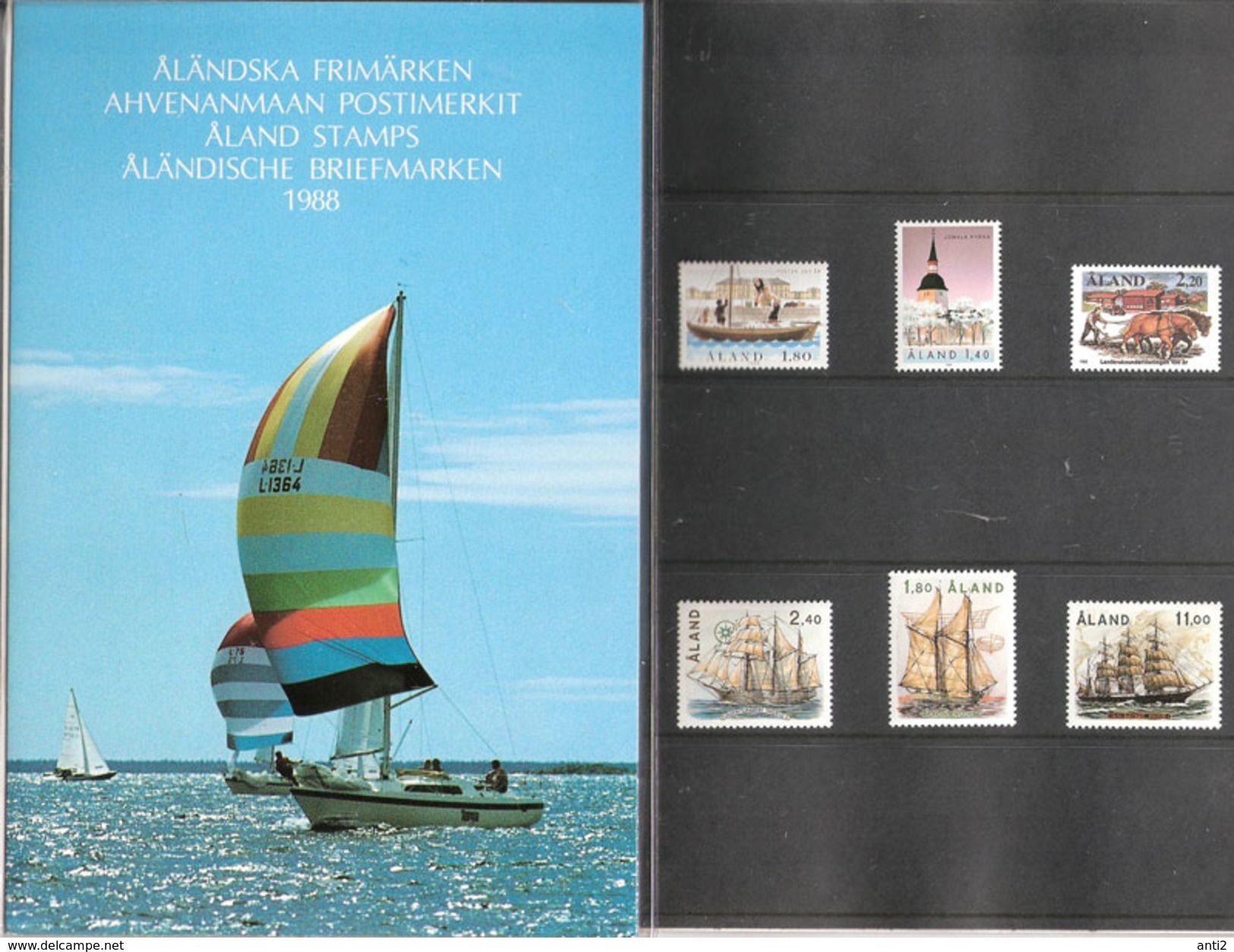 Aland Åland 1988 Ships, Church, Argricultur - Horses Mi 26-31 MNH(**) Yearset In Folder - Aland