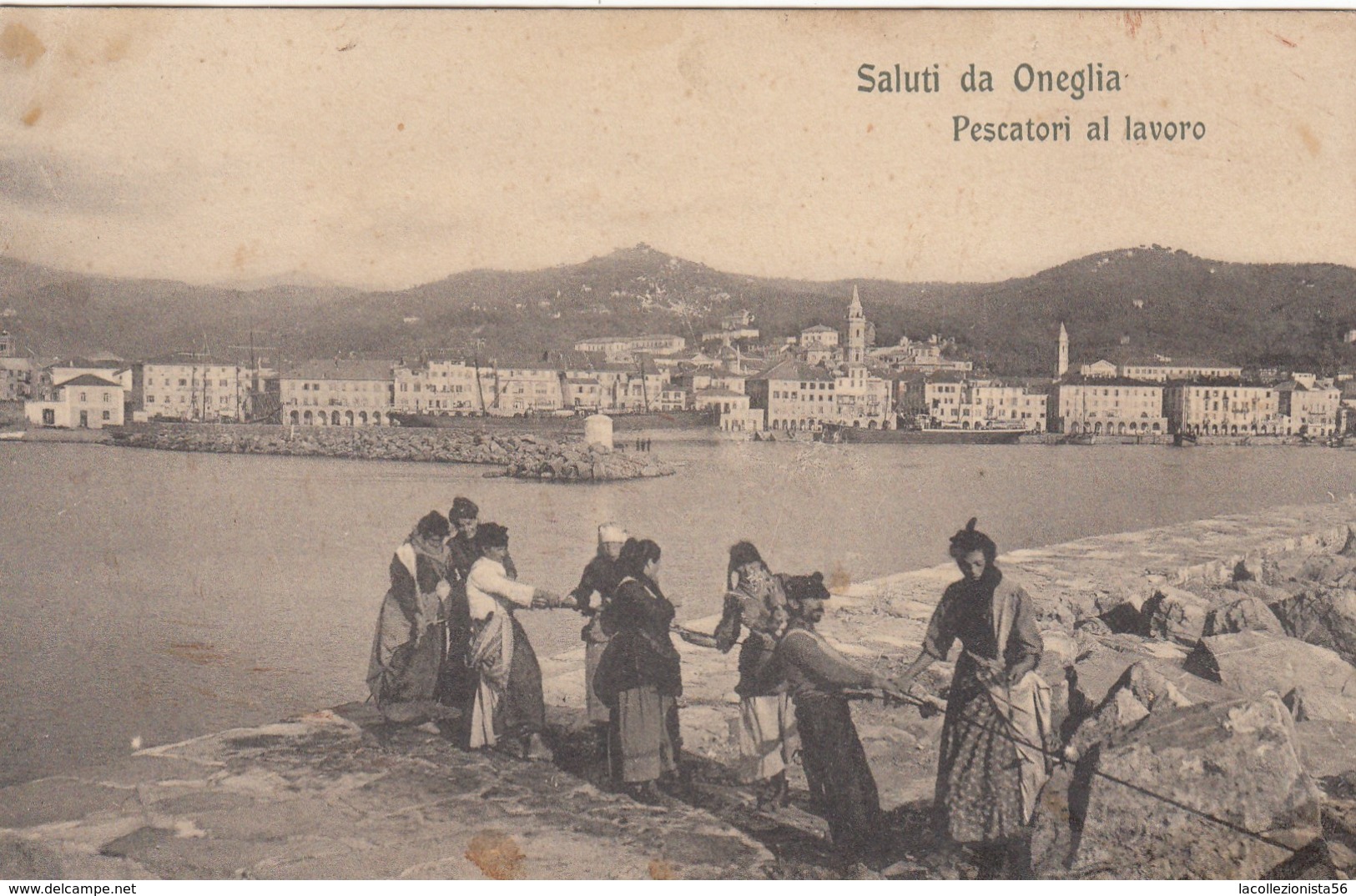 9049-ONEGLIA(IMPERIA)-PESCATORI AL LAVORO-ANIMATA-FP - Imperia