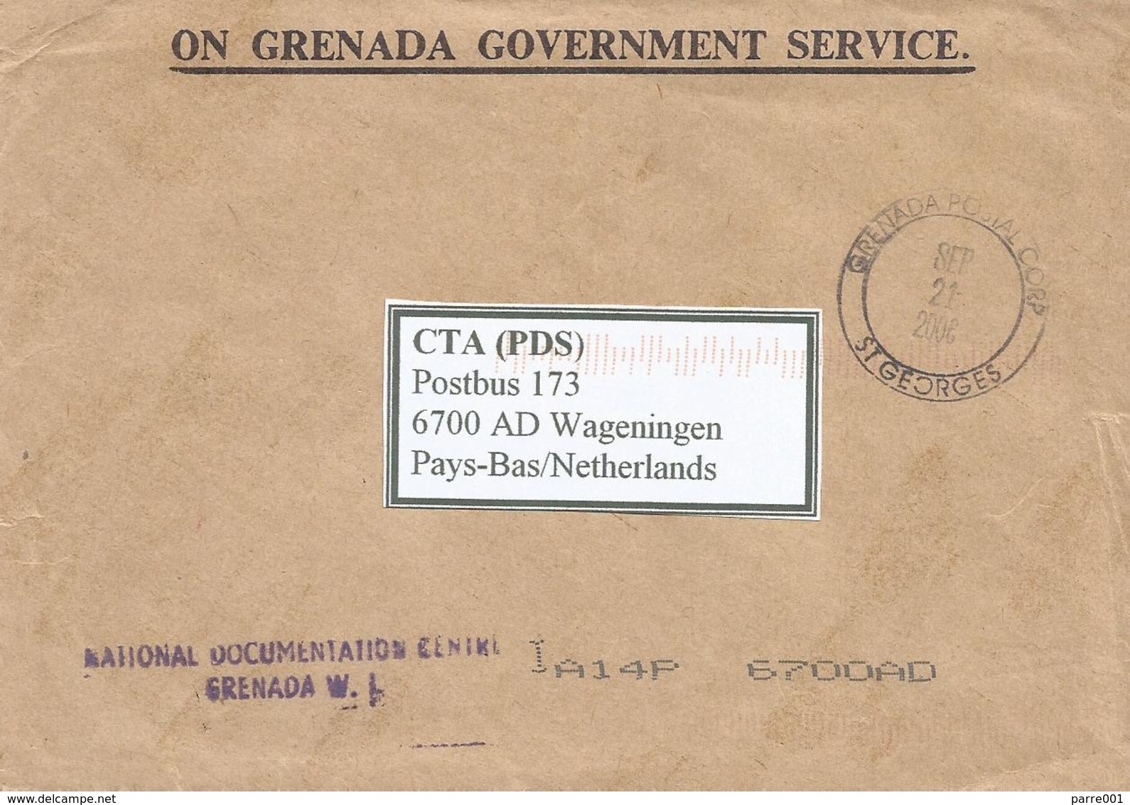 Grenada 2006 St Georges Unfranked Official Postage Paid Cover - Grenada (1974-...)