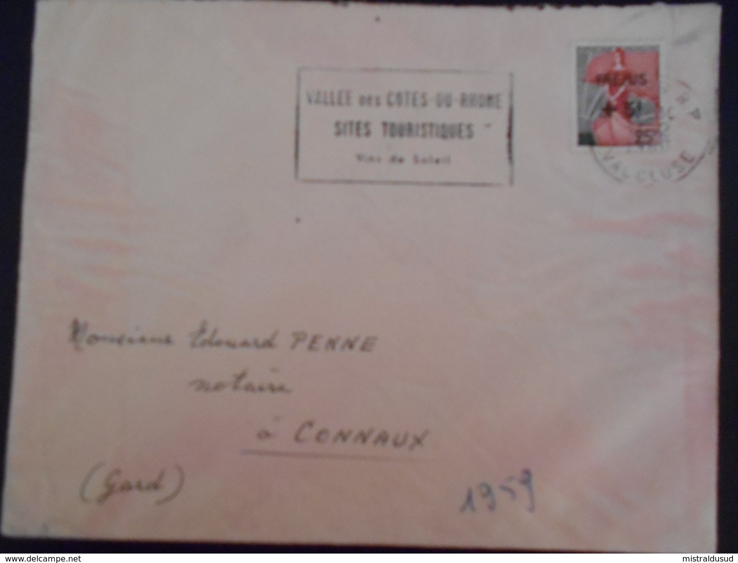 France Marianne A La Nef , Lettre D Avignon 1960 Pour Connaux , Pas Courant Frejus  + 5 F - 1959-1960 Marianne à La Nef