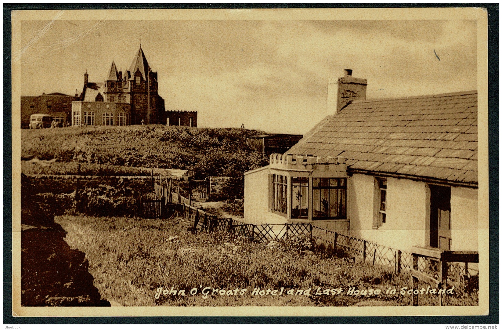 RB 1213 -  1955 Postcard John O'Groats Hotel &amp; House - Super Cachet &amp; Postmark - Caithness - Caithness