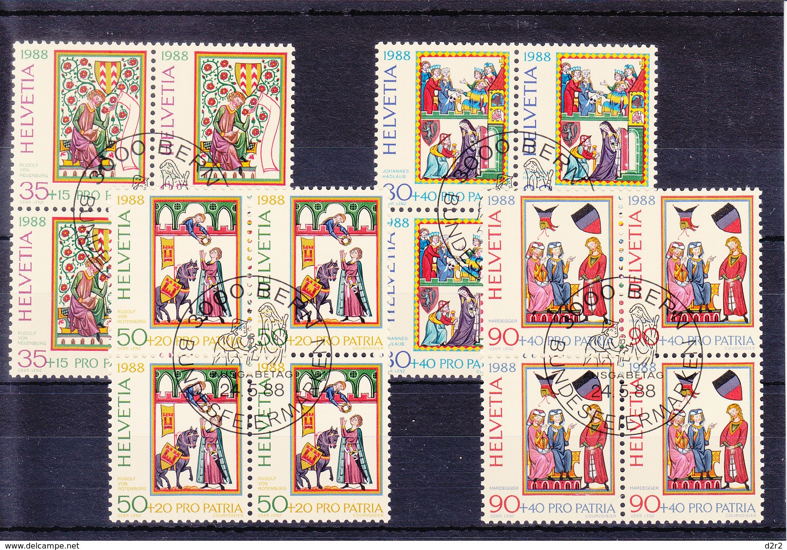 B219-222 EN BLOC DE 4 OBL/ET - 1988 - COTE 20.--CHF - Usati