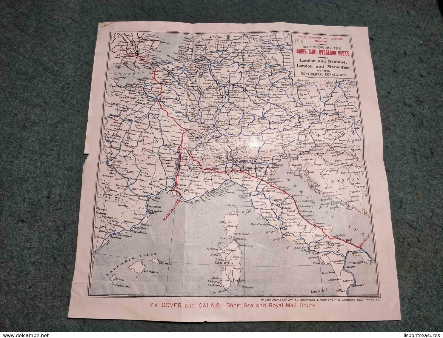 ANTIQUE EUROPE ASIA INDIAN MAIL OVERLAND ROUTE LONDON - AND BRINDISI , LONDON AND MARSEILLE BROCHURE 1930'S - Autres & Non Classés