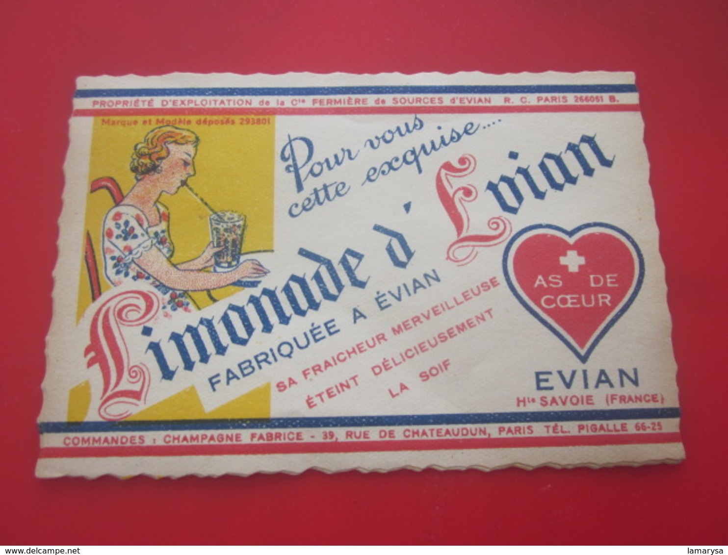 Bistrot & Alimentation Étiquette Neuve  De Limonade D' EVIAN   Fabriquée à Evian - Autres & Non Classés