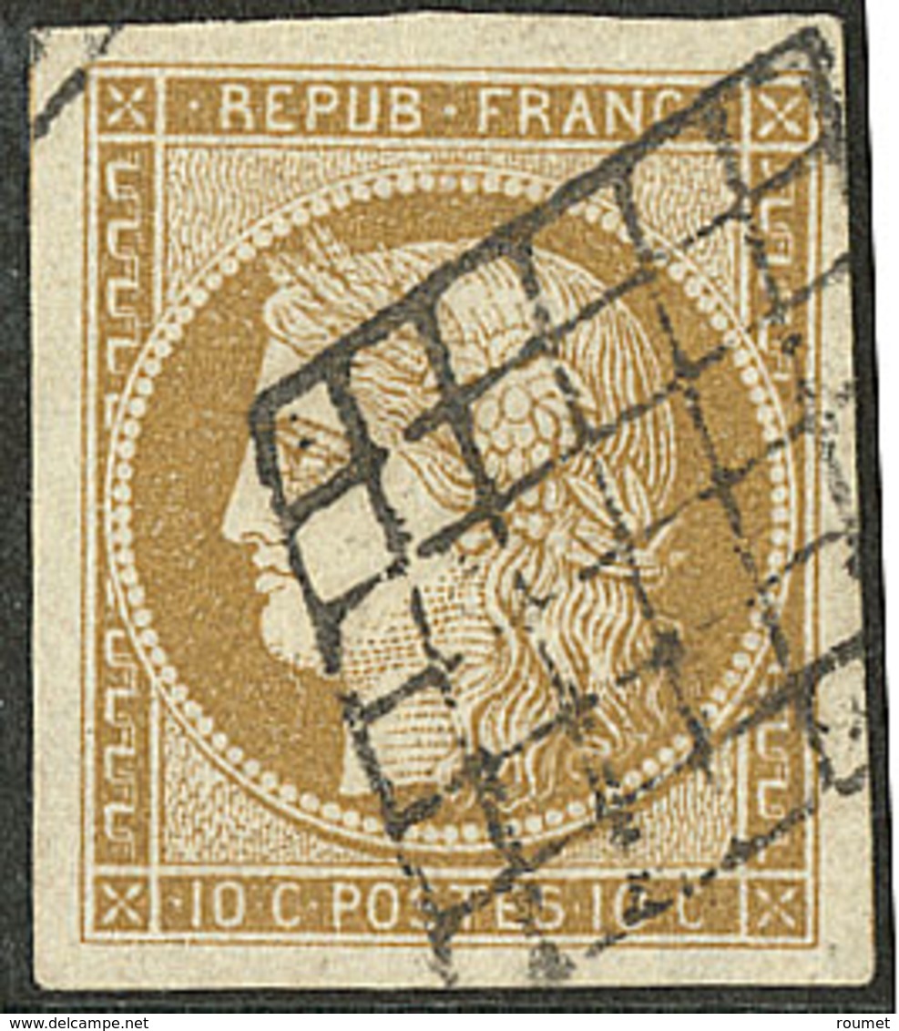 No 1c, Bistre-verdâtre, Obl Grille, Jolie Pièce. - TB. - R - 1849-1850 Ceres