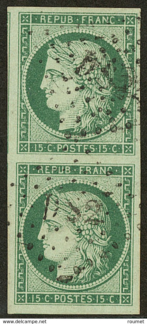 No 2c, Paire Verticale, Trois Voisins, Obl Losange "DS 2", Superbe. - R - 1849-1850 Ceres