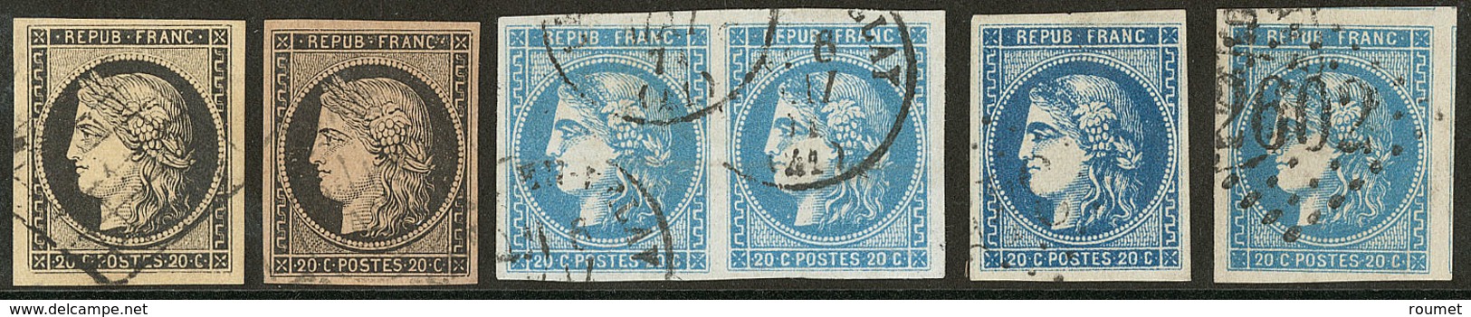 Nos 3, 3b, 46II (paire + Deux, 3 Nuances). - TB - 1849-1850 Cérès
