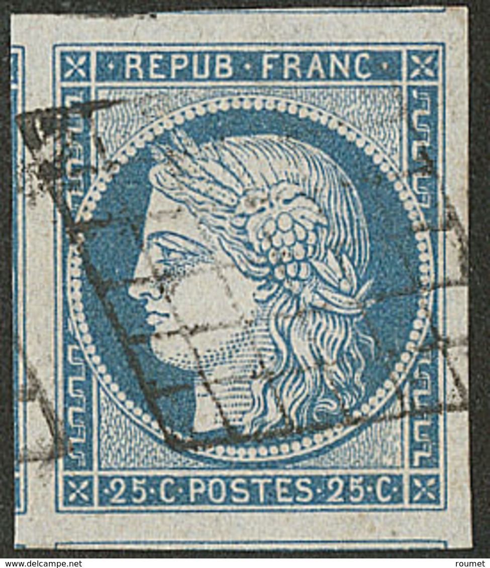 No 4, Bleu, Quatre Voisins, Obl Grille, Superbe - 1849-1850 Cérès