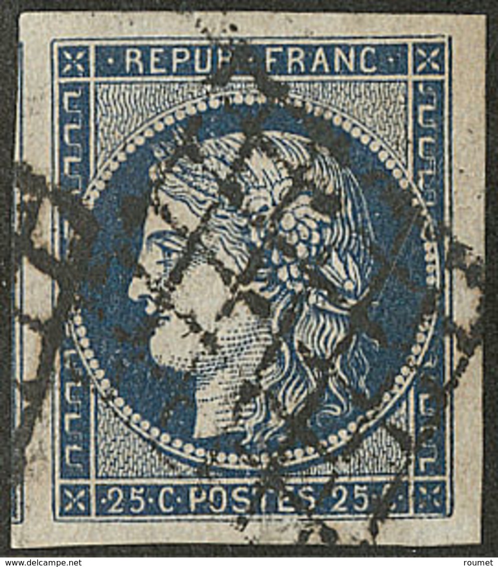 No 4c, Bleu-noir, Obl Grille, Ex Choisi. - TB - 1849-1850 Ceres