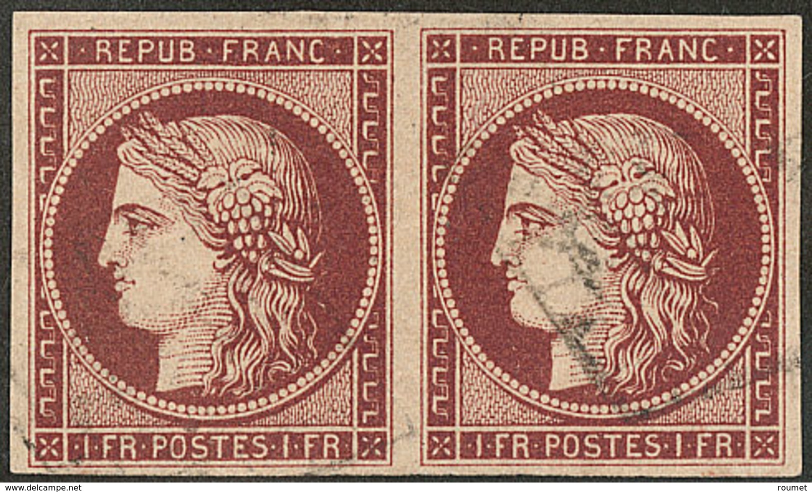 No 6b, Paire, Nuance Velours, Obl Grille, Jolie Pièce. - TB. - R - 1849-1850 Ceres