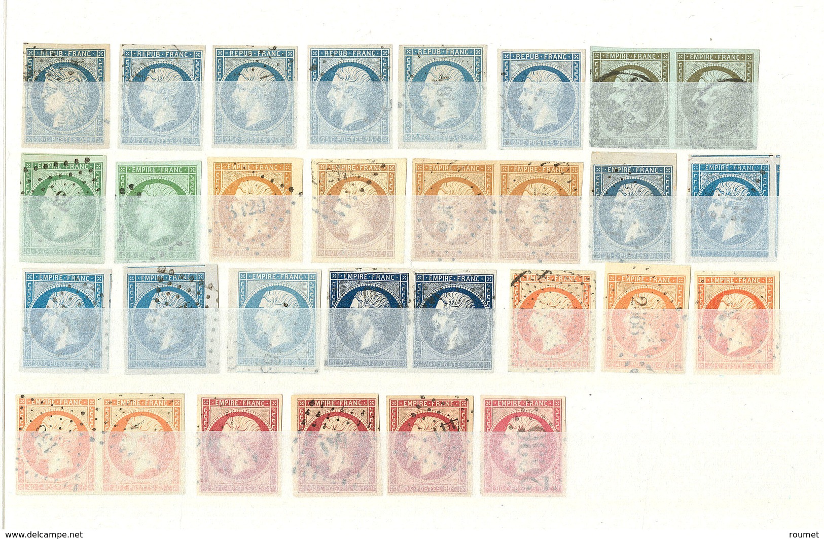 Nos 11 Paire, 12(2), 13I(3), 13II, 14(7), 16(5), 17A(3), 17B, 4, 10(5), Nuances Et Obl, Ex Choisis. - TB - 1853-1860 Napoleon III