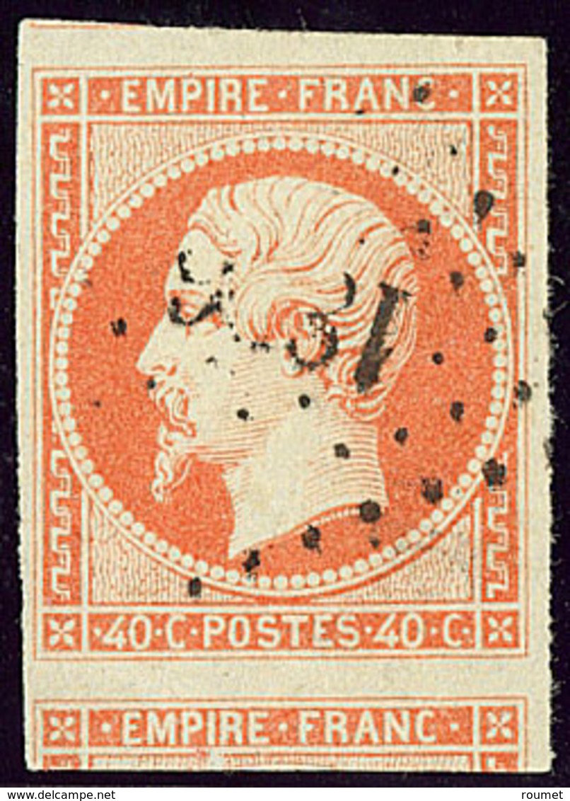 No 16d, Orange Sur Paille, Deux Voisins, Obl Pc, Ex Choisi. - TB - 1853-1860 Napoléon III