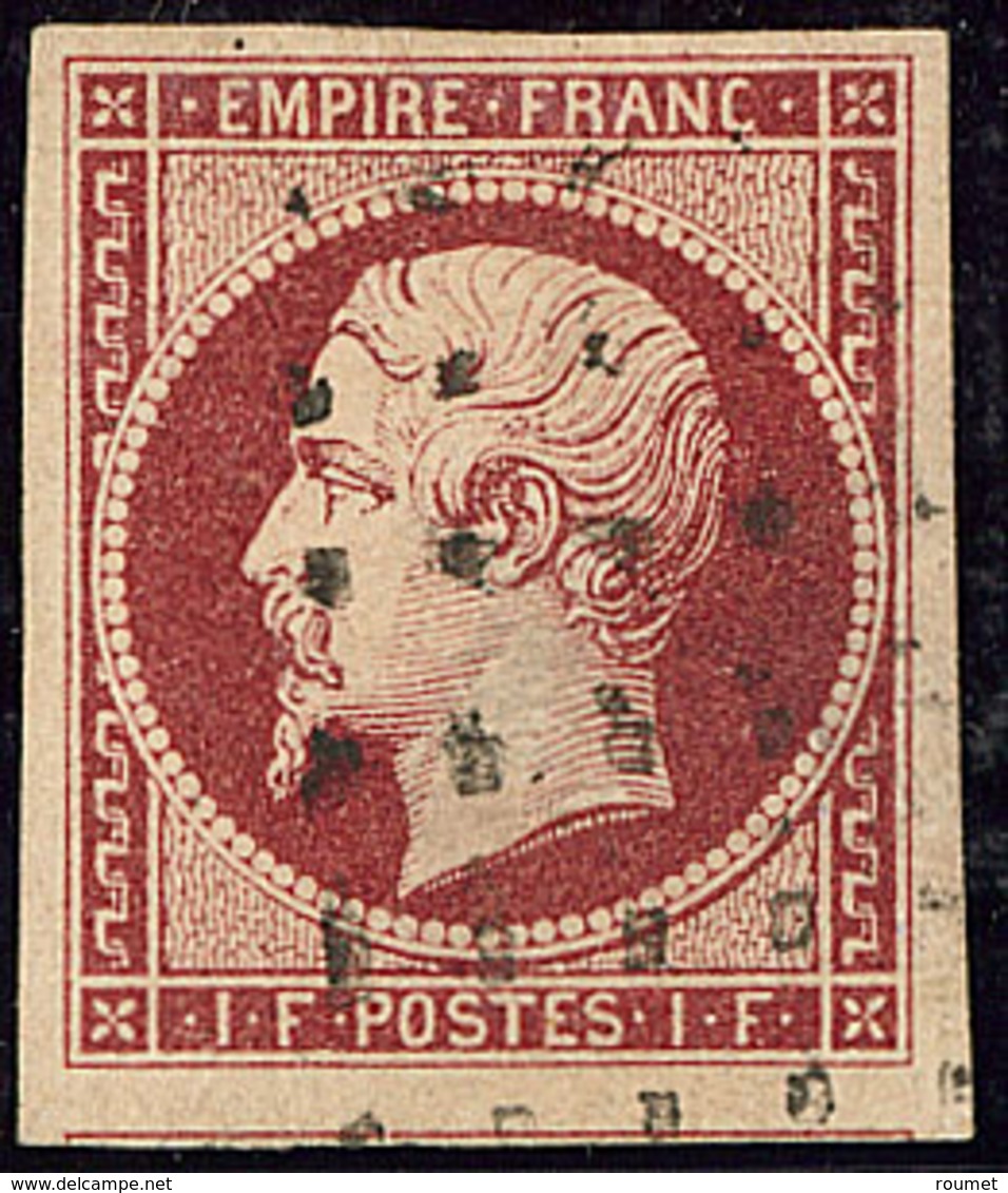 No 18b, Carmin Vif, Un Voisin, Obl Gros Points, Jolie Pièce. - TB. - R - 1853-1860 Napoleon III