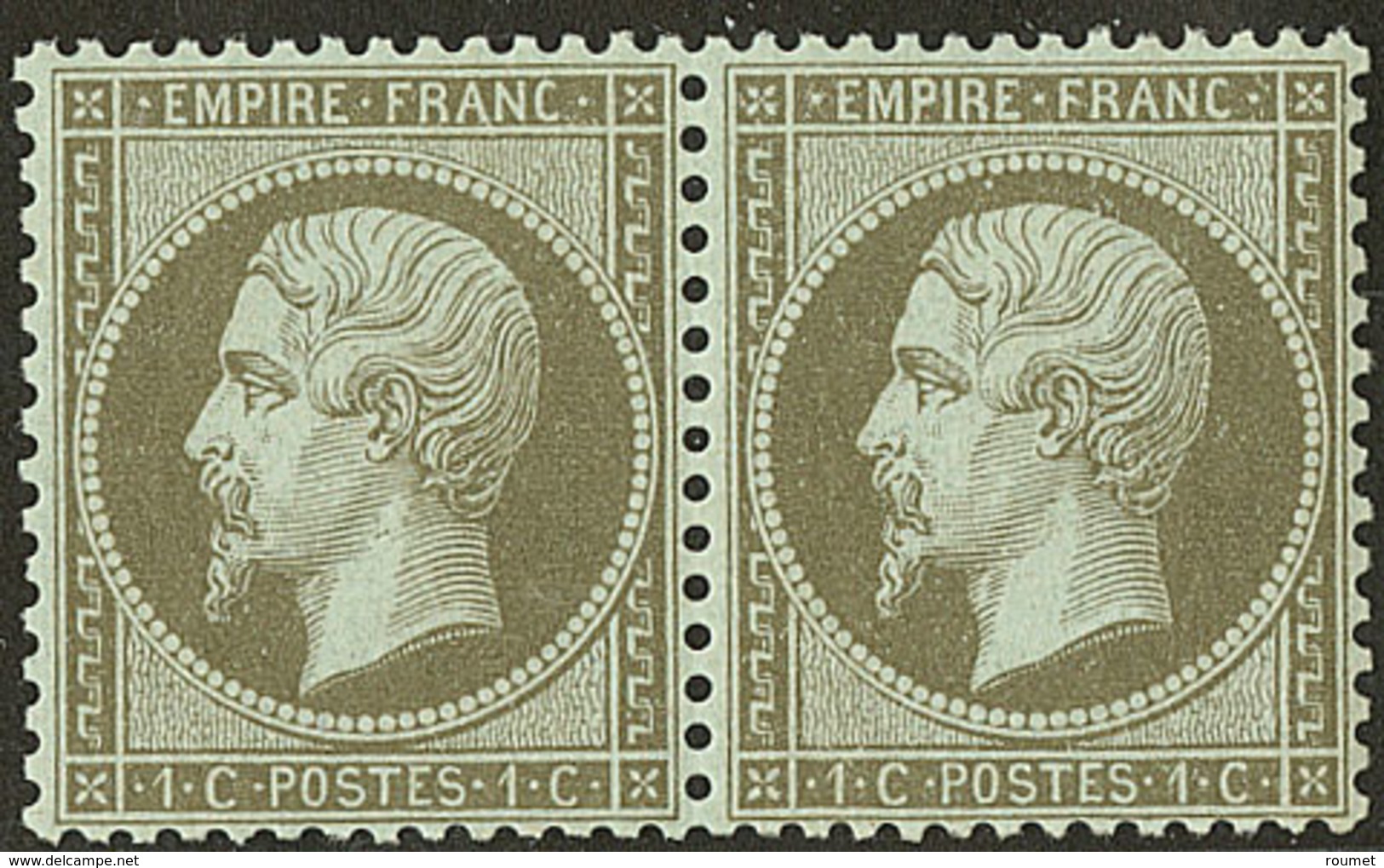 ** No 19b, Vert Bronze, Paire, Très Frais. - TB - 1862 Napoleon III