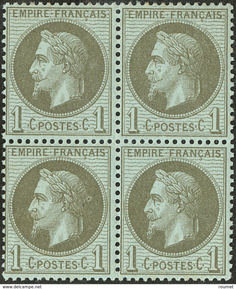 ** No 25a, Vert Olive, Bloc De Quatre. - TB - 1863-1870 Napoleon III With Laurels