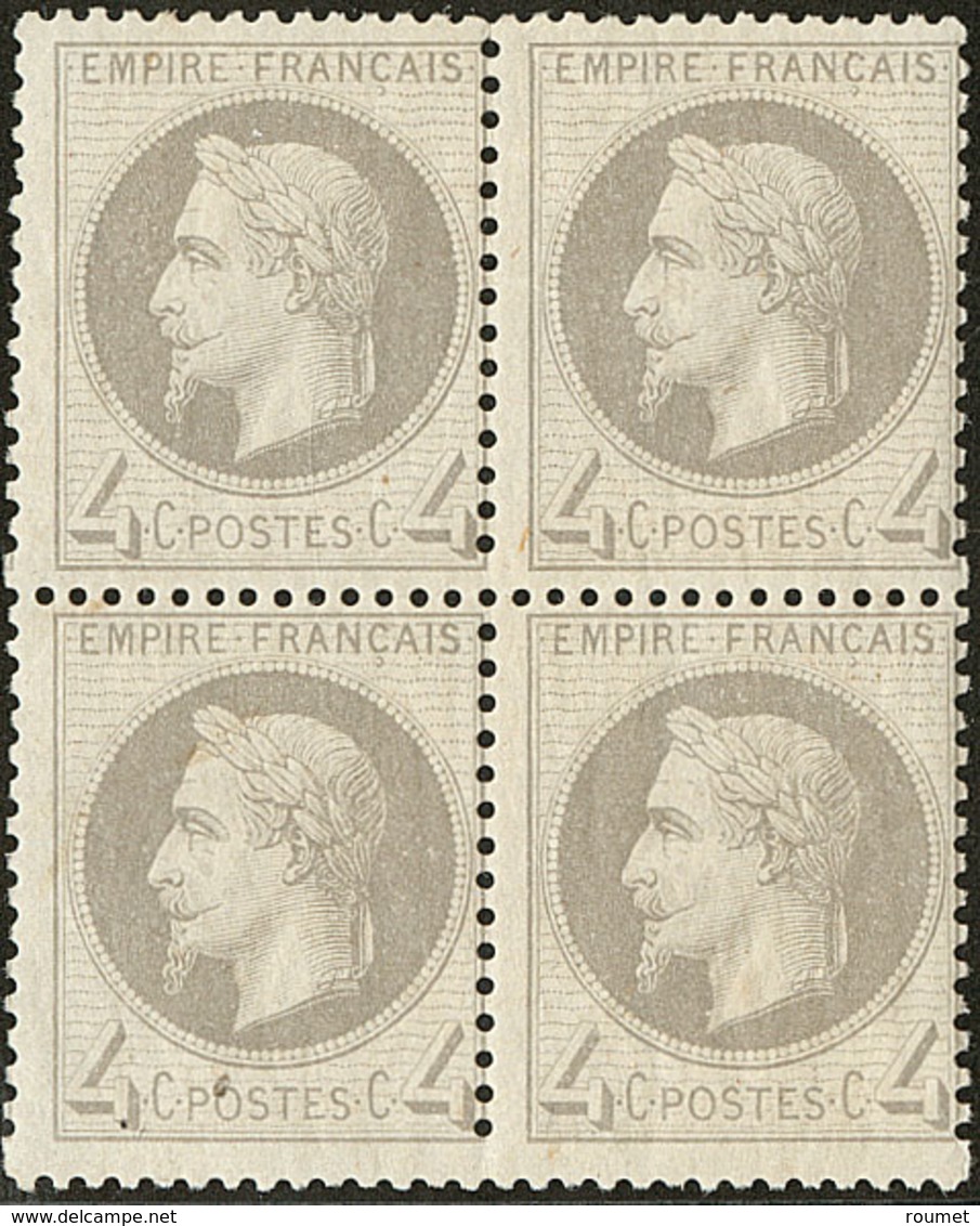 ** No 27II, Gris, Bloc De Quatre, Centrage Courant Mais Très Frais Et TB - 1863-1870 Napoleon III With Laurels