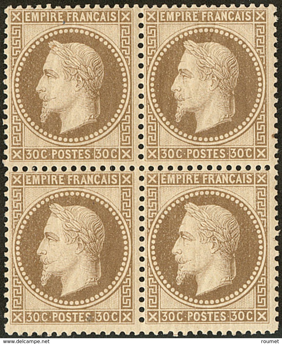 ** No 30, Brun, Bloc De Quatre, Très Frais, Superbe. - R - 1863-1870 Napoleon III With Laurels