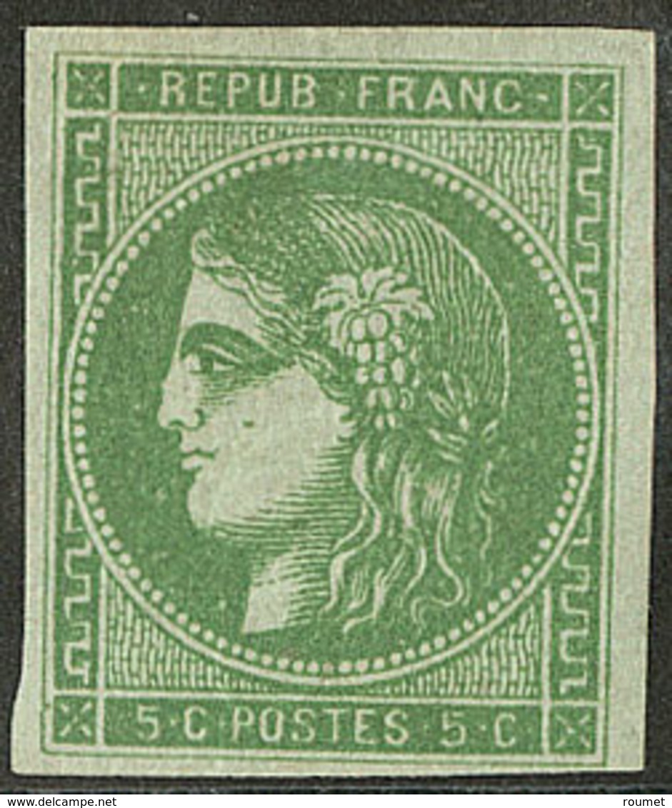 * No 42IIg, Vert Jaune, 2e état, Pelurage Au Verso Mais TB D'aspect - 1870 Ausgabe Bordeaux